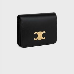 TRIOMPHE COMPACT WALLET IN SHINY CALFSKIN